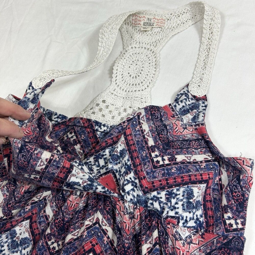 Pink Republic Medium Crocheted Sundress Summer Dress Racerback Coral Chevron - Picture 7 of 16